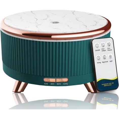 Diffuseur d'huiles essentielles pour grandes pièces, diffuseur d'aromathérapie 500 ml, humidificateur à brume froide avec télécommande, 7 couleurs de lumière et 3 modes de brumisation, arrêt automatiq