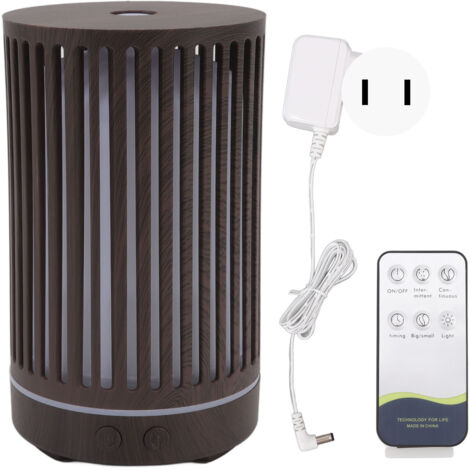 Diffuseur d'Huiles Essentielles Ultrasonique 200ml avec Télécommande, Lumière d'Ambiance et Prise US - Design Bois Silencieux