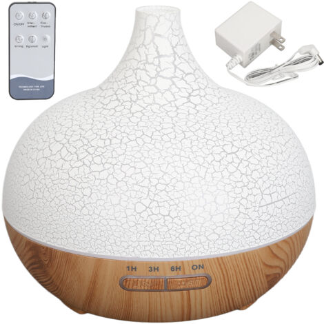 Diffuseur d'huiles essentielles ultrasonique 500ML avec télécommande, lumière colorée et brouillard fin. Prise US 200‑240V, idéal pour aromathérapie.