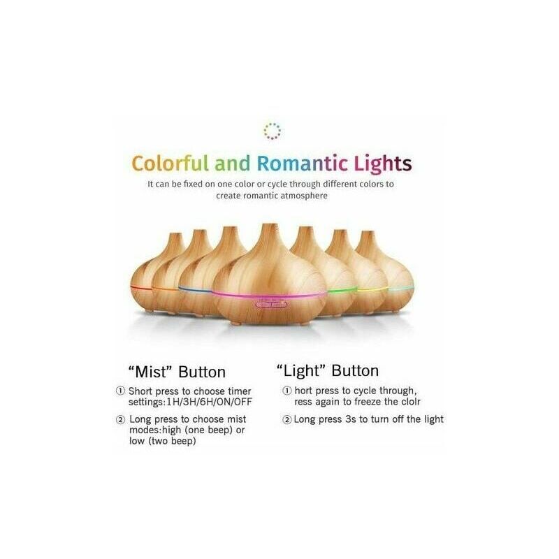 Diffuseur d'Huiles Essentis, 550ML Diffuseur Ultrasonique Brume Fraîche Arôme Parfum Electrique Diffuseur d'arômes avec Mode Brume Réglable & 7