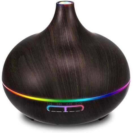 Diffuseur huiles essentielles 550 ml noir, minuterie arrêt automatique LED