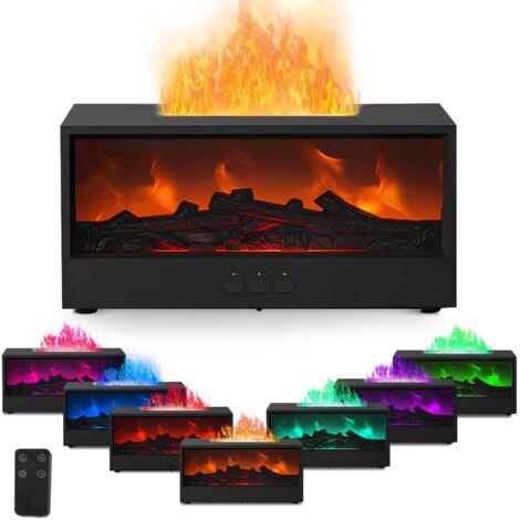 Diffuseur Huiles Essentielles Flamme, 150ML Humidificateur d'air Chambre avec Cheminée LED, Couleur de 7 Flammes, Diffuseur d'arômes Cheminée avec Télécommande pour la Maison Bureau