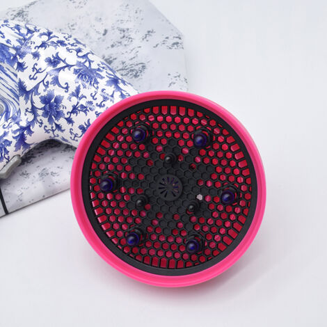Diffuseur universel pour sèche-cheveux, flexible et portable, idéal salon ou maison, couleur rose-rouge.