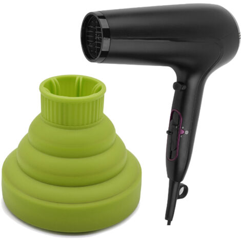 Diffuseur Universel pour Sèche-Cheveux Pliable en Silicone - Accessoire de Voyage Compact Vert