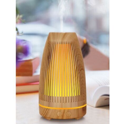 Diffuseurs d'Huiles Essentielles Electrique, Ultrasonique Humidificateur Diffuseur Aromathérapie Electrique 7 Couleurs Lumières LED pour la Maison, Yoga, Bureau, Spa, Chambre - Bois