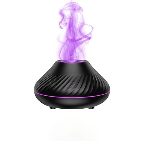 Diffusor für ätherische Öle, 130 ml USB-Ultraschall-Luftbefeuchter, tragbares Aroma, Flammensimulation, Aromadiffusor und Luftbefeuchter, für Schlafzimmer, Spa, Yoga, Büro (schwarz)