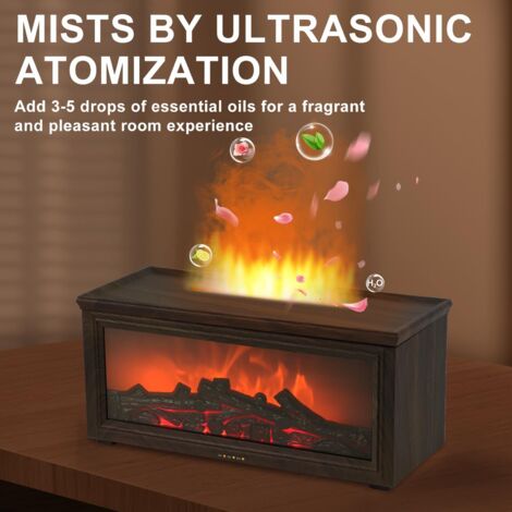 Diffusore di aromaterapia a 7 colori con design a fiamma regolabile, umidificatore per bar, camera da letto, ufficio, diffusore di oli essenziali con spegnimento automatico, regalo (legno scuro)