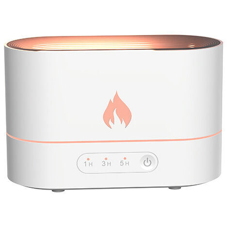 Diffusore di aromi 200 ml, umidificatore d'aria 3 in 1 diffusore di aromi effetto fiamma con 2 modalità di illuminazione senza acqua - bianco