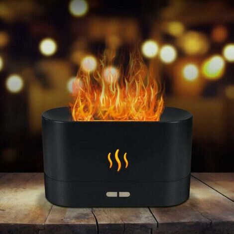 Diffusore di aromi per oli essenziali, diffusore di aromi effetto fiamma, umidificatore con luce notturna a 2 livelli di luminosità, spegnimento automatico senza acqua, USB