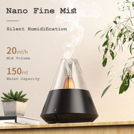 Diffusore di aromi per oli essenziali, umidificatore portatile con effetto nebbia fredda e luce calda, telecomando, capacità 150 ml, per camera da letto, ufficio, soggiorno, yoga