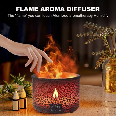 Diffusore di aromi Volcano Flame: diffusore di fragranze di oli essenziali a ultrasuoni con grande capacità di 360 ml, diffusore di oli essenziali 2 in 1 con funzione timer