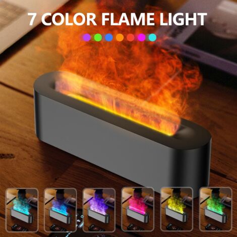 Diffusore di oli essenziali con effetto fiamma, luci LED a 7 colori, umidificatore, diffusore di fragranze per la casa, diffusore di aromaterapia, funzione timer e spegnimento automatico quando l'acqu