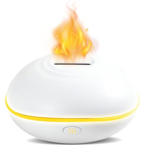 Diffusore di oli essenziali umidificatore 200 ml - Diffusore di aromaterapia con luce LED 7 colori effetto fiamma - per dormire, yoga, spa - Bianco