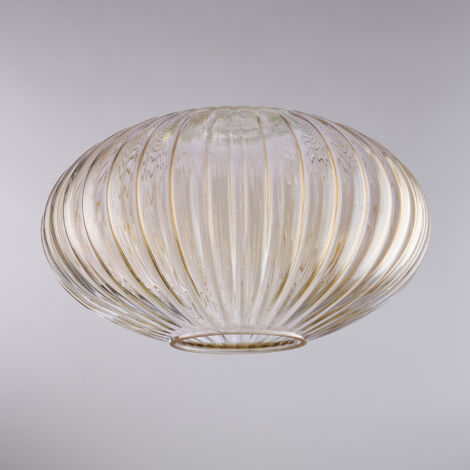 diffusore in vetro soffiato ambra con decoro rigatura in rilievo H.18 - Ø30