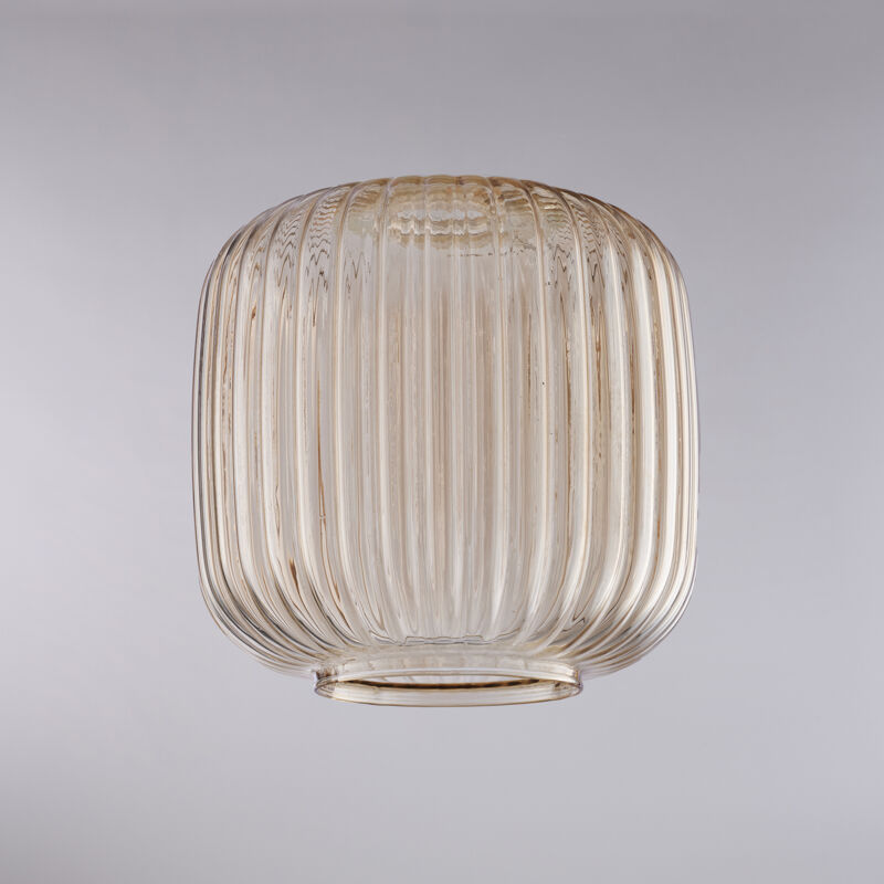 Diffusore in vetro soffiato ambra con decoro rigatura in rilievo H.20 - Ø20