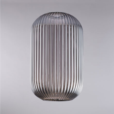 diffusore in vetro soffiato grigio specchiato con decoro rigatura in rilievo H.34 - Ø20