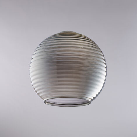 diffusore in vetro soffiato grigio specchiato con rigatura in rilievo H.18 - Ø20