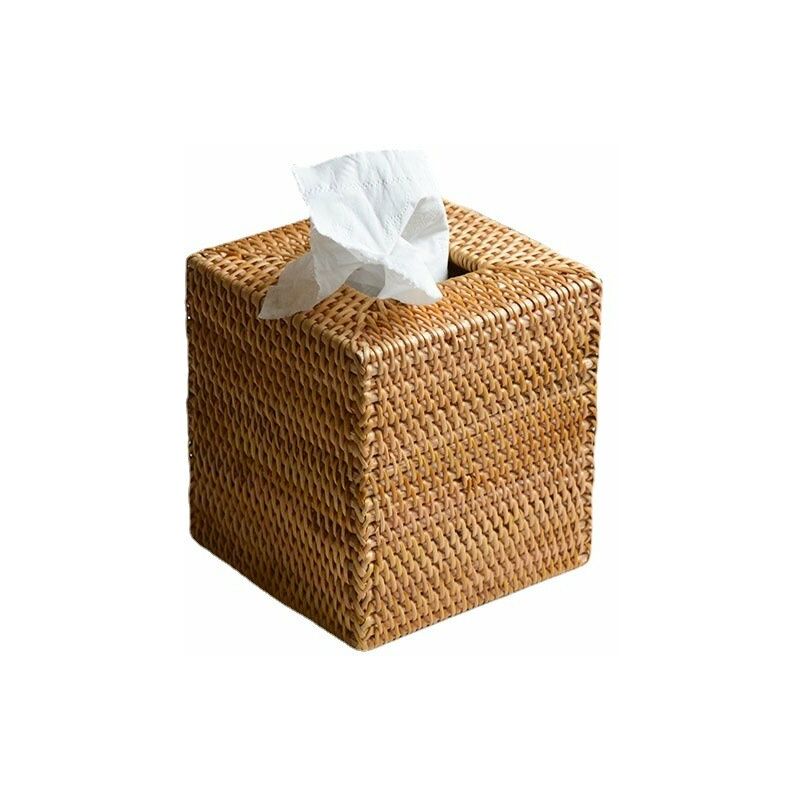 Scatola in tessuto di rattan intrecciato naturale