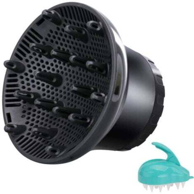 Image of Diffusore universale per asciugacapelli, diffusore regolabile per capelli ricci o mossi, adatto a ugelli da 3,5 cm a 6,8 cm (nero)