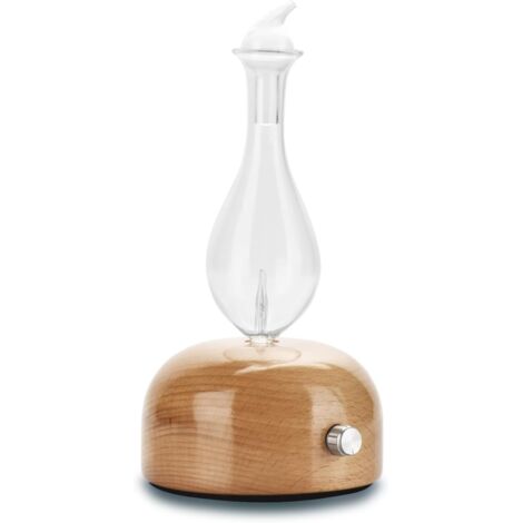 Difusor de aceites esenciales Aurora por nebulización - Nebulizador frío que preserva las virtudes de los aceites esenciales para aromaterapia - Potencia ajustable - En madera FSC y vidrio - Iluminaci