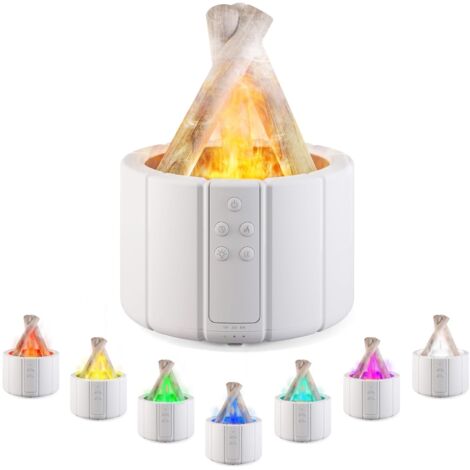 Difusor de aceites esenciales con efecto de llama, humidificador de aire de 280 ml, brillo ajustable, 3 temporizadores, con control remoto, difusor de aromaterapia silencioso, 7 colores.
