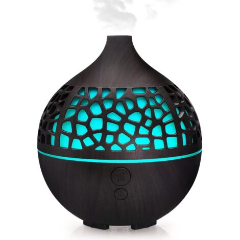 Difusor de aceites esenciales de 180 ml, humidificador ultrasónico de aromaterapia USB con luces LED de 7 colores, difusor de aroma para dormitorio, spa, yoga, oficina, marrón oscuro