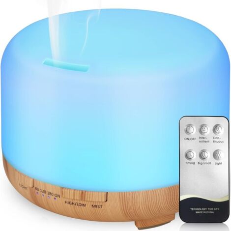 Difusor de aceites esenciales de 500 ml, humidificador ultrasónico de aromaterapia con aroma eléctrico, luz LED romántica de 7 colores: el mejor regalo para Navidad y Año Nuevo