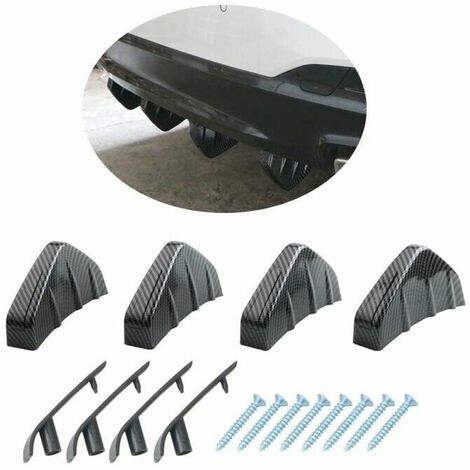 Difusor de alerón de parachoques trasero de coche para parachoques de tiburón alerón trasero accesorio de coche decoración protectora 4 Uds negro