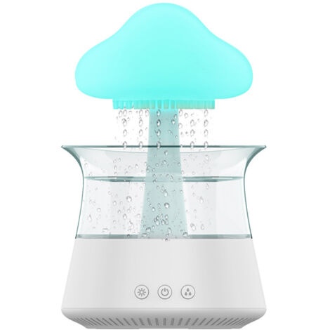 Difusor de ambiente con forma de hongo, efecto lluvia nublada, 7 LED, con control remoto, relajante, regalo original para el Día de la Madre.