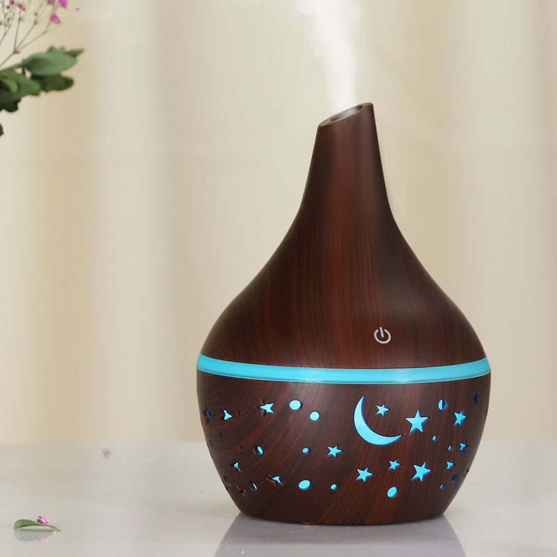 

Humidificador de aire 300ML, difusor de aroma, con luz nocturna LED de 7 colores, para el hogar y la oficina, marrón oscuro