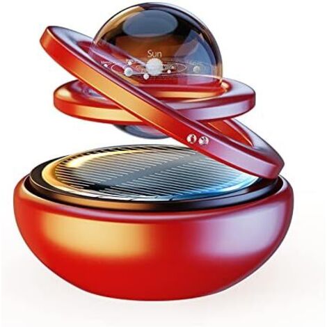 Difusor de aroma para coche, aromaterapia con energía solar, difusor de aceites esenciales colgante y giratorio con doble anillo interestelar, ambientador Tech (rojo)