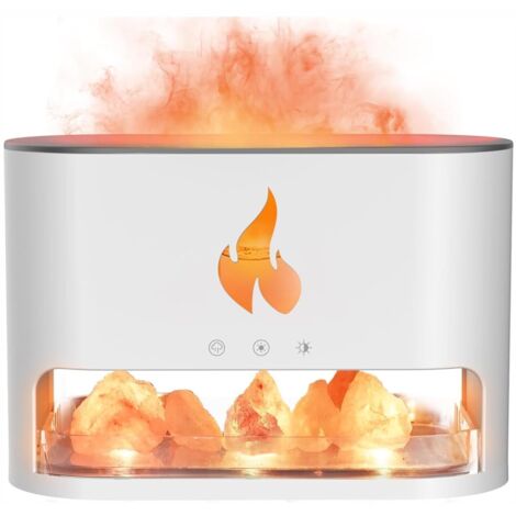 Difusor de aromas con llama – Lámpara de sal del Himalaya con apagado automático – 350 ml