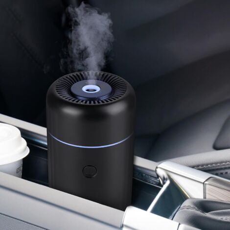 Difusor de aromas para coche, 2 modos de difusión de aromaterapia para aceites esenciales con 7 luces LED que cambian de color, difusor recargable para coche con interfaz USB.