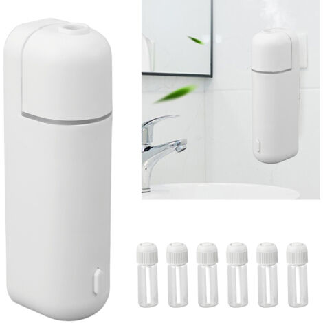 Difusor de aromaterapia con aceites esenciales (5 ml), ambientador portátil con 6 botellas para el hogar, hotel, oficina, baño, blanco