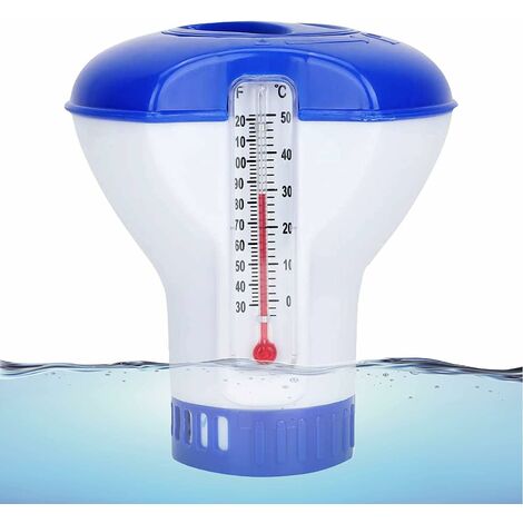 Difusor de cloro para piscinas con termómetro, Flotador de cloro para piscinas, Difusor de cloro flotante para piscinas, Dispensador de cloro para piscinas, Dispensador de productos químicos para pisc