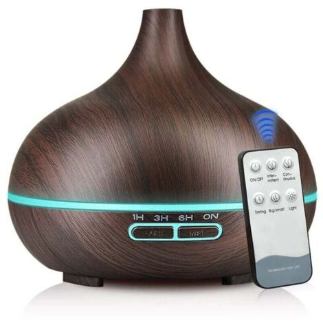 Difusor ultrasónico de aceites esenciales de 500 ml, negro, humidificador silencioso con control remoto, LED de 7 colores, aromaterapia para el hogar, yoga, sueño XXW