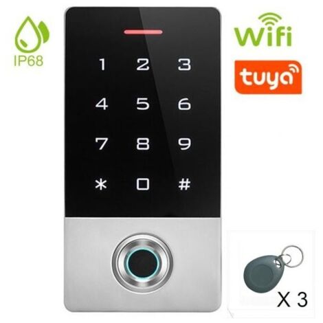 Digicode avec lecteur d'empreintes connecté et lecteur RFID