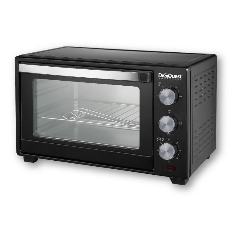 Digiquest Forno Elettrico Statico 25L1600W - Timer 60 minuti con spegnimento automatico e Illuminazione interna - Doppio vetro temperato resistente