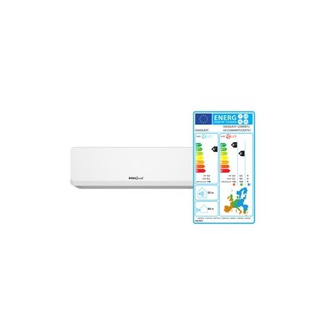 DIGIQUEST KIT CLIMA UNITA' INTERNA + UNITA' ESTERNA 12.000BTU INVERTER V4 classe energetica A++ per il raffreddamento e A+ per il riscaldamento (A+++ nella stagione più calda)