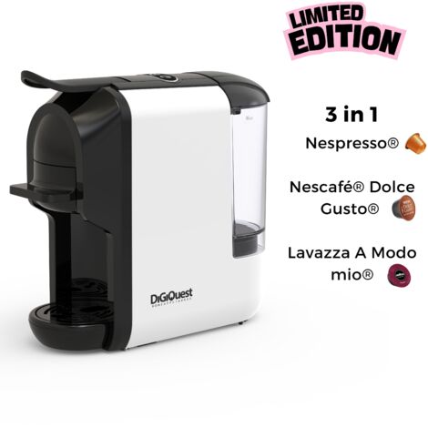 DIGIQUEST LIMITED EDITION  Macchina da caffè Multicompatibile COFFY WHITE Caffè corto e lungo  Potenza 1450 W 0,6 Litri 19 Bar Adatta ai gusti di tutti