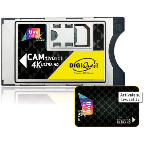 Digiquest Module Tivusat 4K ULTRA HD + Carte d'accès Tivusat chaînes TV italiennes