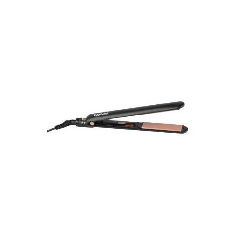 DIGIQUEST Piastra Sottile in Ceramica per capelli CERAMIC PLATE, Ideale per Viaggi, Pulsante ON/OFF, Cavo da 1.8m, Temperatura 200°, Maniglia bloccabile, Oro Rosa e Nero