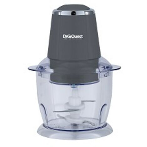 DIGIQUEST Tritatutto con ciotola in plastica CHOPPY, Potenza 300W, Ciotola da 0.75L, Comando a Pressione, Sistema a Quattro Lame, Lavabile in Lavastoviglie, Grigio