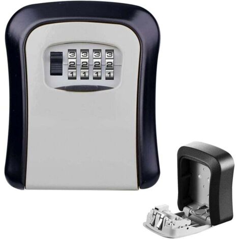 Digit Combination Key Safe Box, Outdoor Waterproof Metal Combination Lock, Password Key Box (Silver)