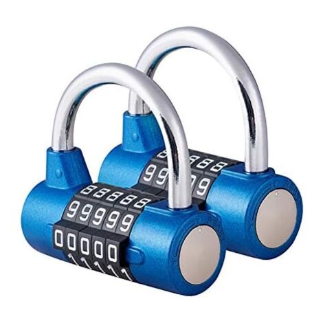 ODIPIE Digit Combination Padlock, Combination Lock, Resettable for School, Gym, Briefcase, Toolbox, Fence, Cabinet, etc. - Red and Black (2 Pack, Blue)