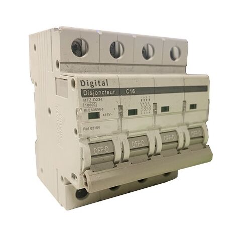 Digital 02164 Leistungsschalter 4P 16A 415V Kurve C 10kA