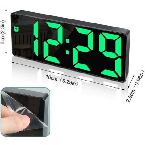 Digital Alarm Clock, Large LED Display, Mirror Surface Clock with Snooze Function and USB Charging Connection Adjustable Brightness Alarm Clock for Bedroom, Office