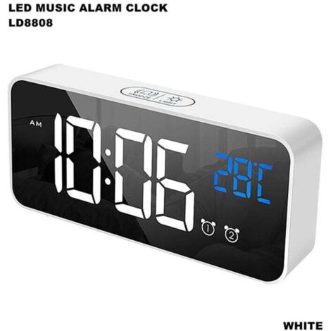 Digital Alarm Clock, LED Alarm Clock with Snooze Function, USB Charging (White) MUMU