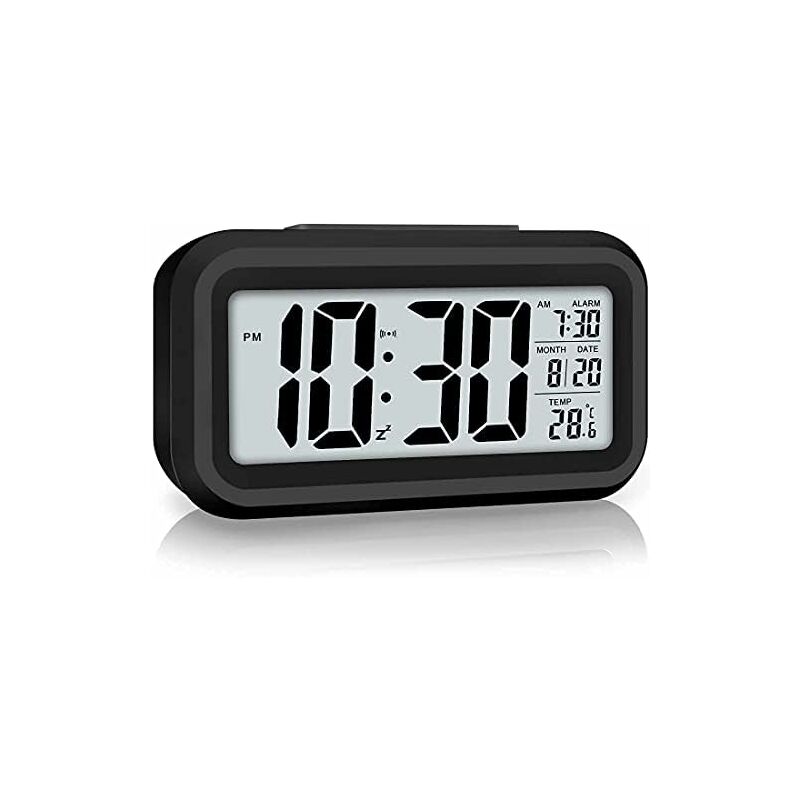 Digital Alarm Clock, Led Digital Clock With Temperature Display, Portable Mirror Alarm With 2 Alarms, Battery Operated, Light Control