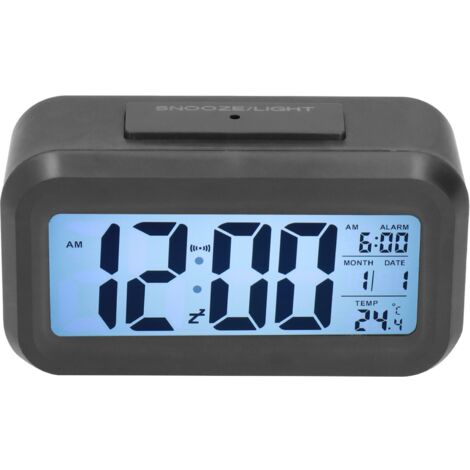 Digital Alarm Clock LED Large Display Electronic Night Light Snooze Function Alarm Clock for Bedroom Home OfficeBlack